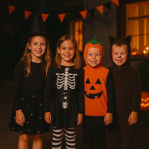 Déguisement Halloween Fille Squelette Noir Et Blanc – Ensemble Complet 4 / 6 Ans