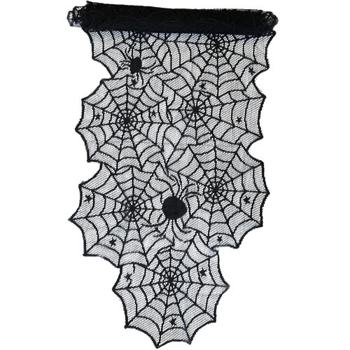 Pack De 2 Chemins De Table Halloween Polyester Noir Motif Toile D'araignée 183 X 45 Cm