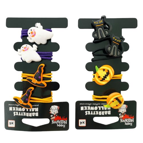 Lot De 8 Élastiques à Cheveux Halloween – Motifs Aléatoires, Couleurs Mixtes - Enfants et Adultes