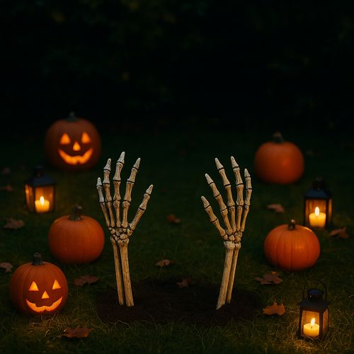 Paire De Bras Squelettes 38 Cm – Déco Halloween Jardin Effrayante