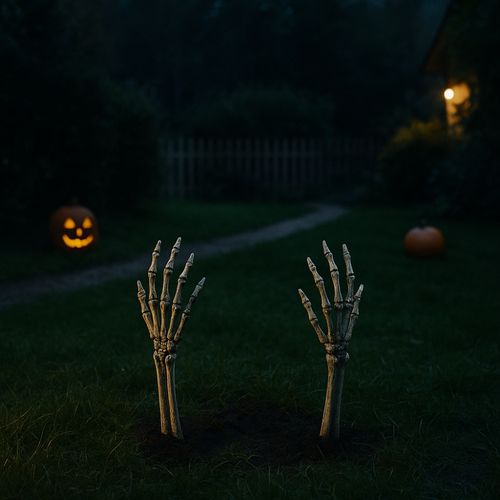 Paire De Bras Squelettes 38 Cm – Déco Halloween Jardin Effrayante