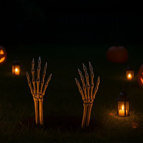 Paire De Bras Squelettes 38 Cm – Déco Halloween Jardin Effrayante