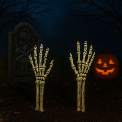 Paire De Bras Squelettes 38 Cm – Déco Halloween Jardin Effrayante