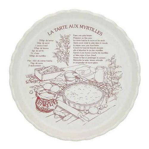 Tourtière  30 Cm Blanc Avec Décors Rouge - Tft301-01010t