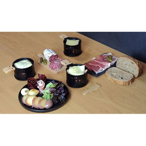 Set De 4 Raclettes Individuelles à La Bougie Lumi Noir
