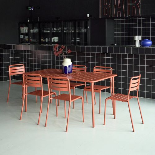 Table De Jardin Métal + 6 Assises Terracotta Amélia