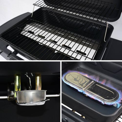 Barbecue Au Gaz - Aramis -  Cuisine Extérieure 2 Brûleurs Avec Tablettes Latérales Et Thermomètre