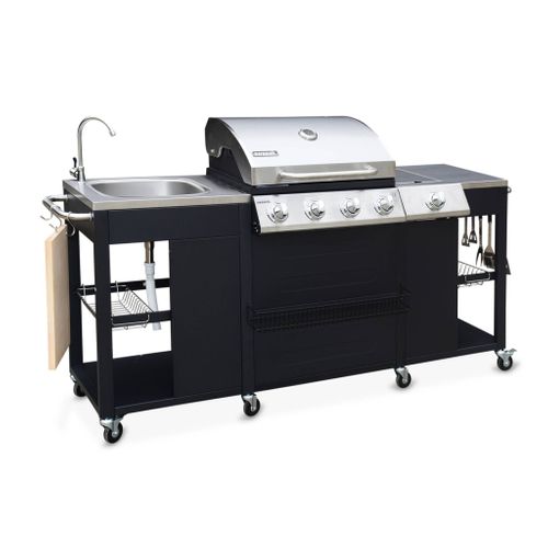 Barbecue. Cuisine Extérieure Gaz - D'artagnan - Barbecue 5 Brûleurs Dont 1 Feu Latéral. Inox Et