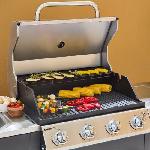 Barbecue. Cuisine Extérieure Gaz - D'artagnan - Barbecue 5 Brûleurs Dont 1 Feu Latéral. Inox Et