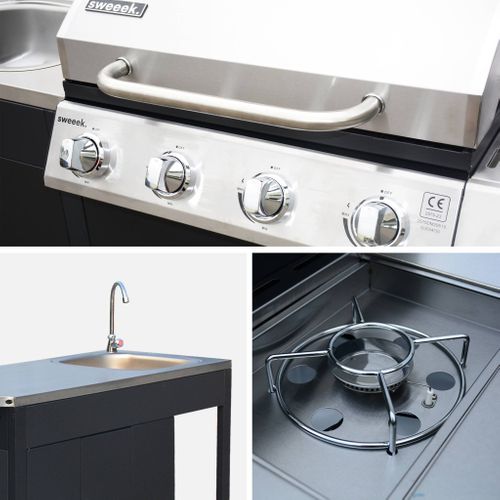 Barbecue. Cuisine Extérieure Gaz - Rochefort - Barbecue 5 Brûleurs Avec Évier. Planche. Ustensiles.