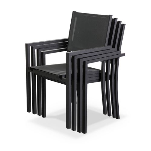 Table De Jardin Aluminium + 6 Assises - Capua - Anthracite. Gris - 6 Places - 1 Grande Table