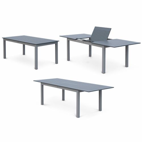 Table De Jardin Extensible Aluminium + 8 Assises - Chicago Gris - Table En Aluminium 175/245cm Avec