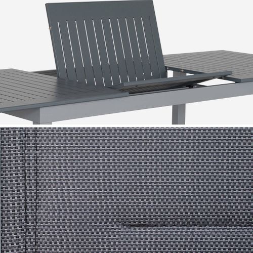 Table De Jardin Extensible Aluminium + 8 Assises - Chicago Gris - Table En Aluminium 175/245cm Avec