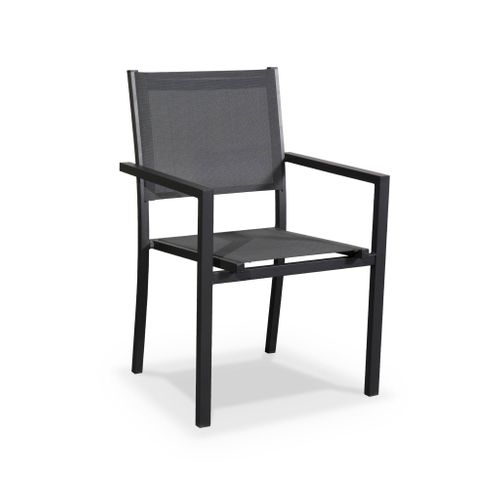 Table De Jardin Aluminium + 8 Assises - Capua 180cm - Anthracite. Gris - 8 Places - 1 Grande Table