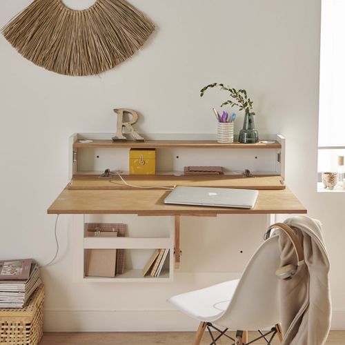Bureau Mural Rabattable Frêne 100 Cm U-line