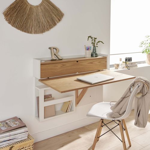 Bureau Mural Rabattable Frêne 100 Cm U-line