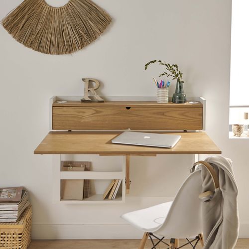 Bureau Mural Rabattable Frêne 100 Cm U-line