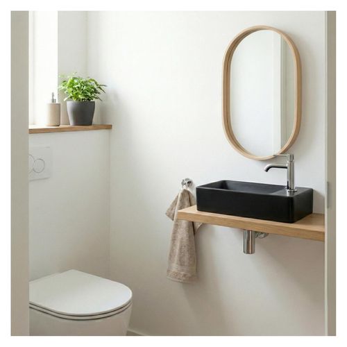 Vasque à Suspendre Ou à Poser Rectangulaire En Résine Noire 40x23cm