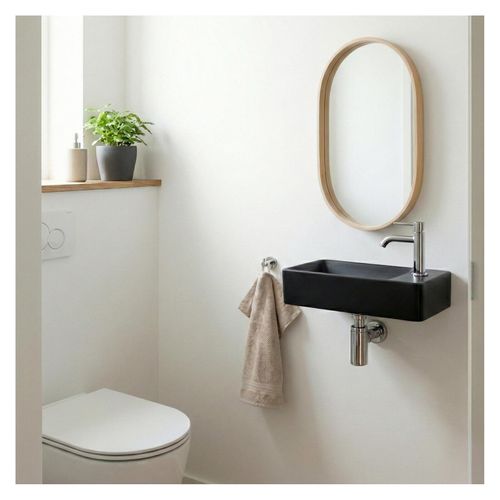 Vasque à Suspendre Ou à Poser Rectangulaire En Résine Noire 40x23cm