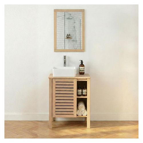 Meuble Simple Vasque Talix Sur Pieds En Chêne Naturel 60 Cm