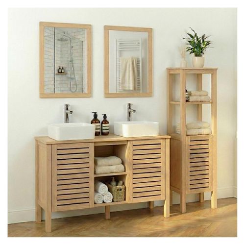 Meuble Double Vasque Talix Sur Pieds En Chêne Naturel 120 Cm