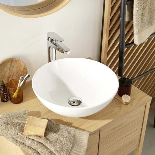 Vasque à Poser Ronde En Céramique Blanche 40cm