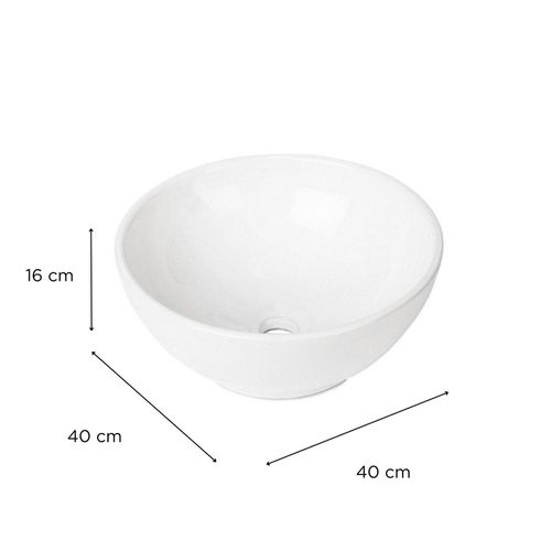 Vasque à Poser Ronde En Céramique Blanche 40cm
