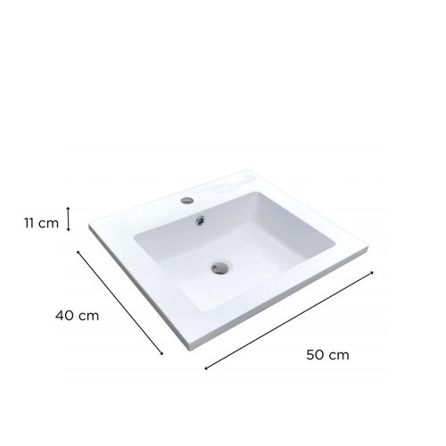 Vasque à Encastrer Rectangulaire En Résine Blanche 50x40cm