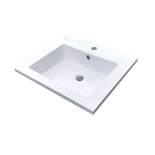 Vasque à Encastrer Rectangulaire En Résine Blanche 50x40cm