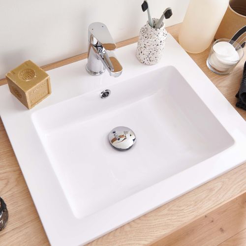 Vasque à Encastrer Rectangulaire En Résine Blanche 50x40cm