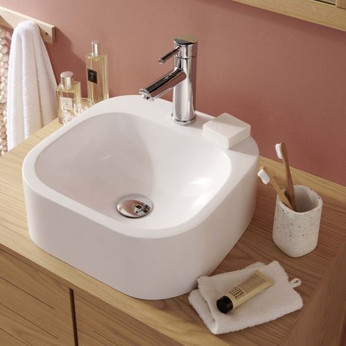 Vasque Ovale à Poser En Résine 37 Cm Sian Blanche