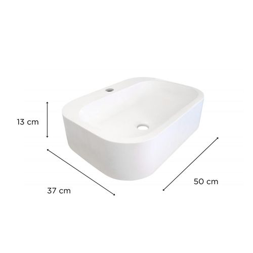 Vasque à Poser Rectangle En En Résine Blanche 50x37cm
