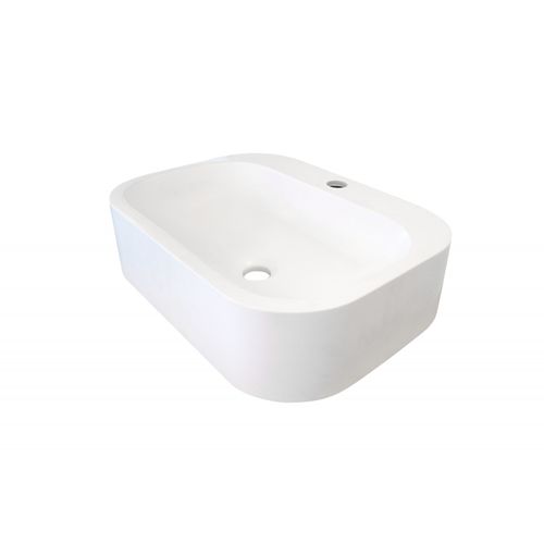 Vasque à Poser Rectangle En En Résine Blanche 50x37cm