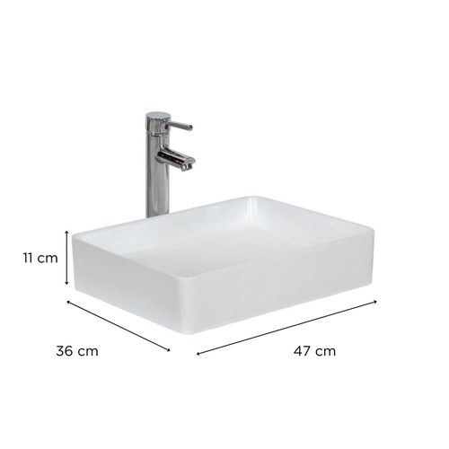 Vasque à Poser Rectangle En Céramique 47x36cm