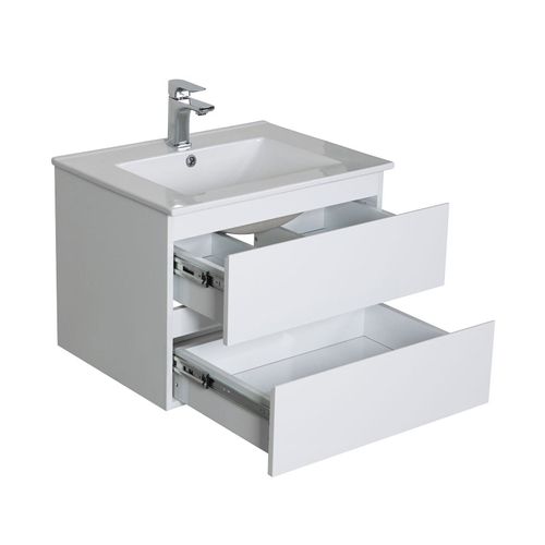 Ensemble Meuble Simple Vasque 60cm Avec Vaque Et Colonne Sorrento - Blanc
