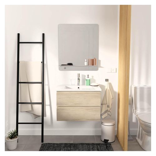 Ensemble Meuble Simple Vasque 60cm Avec Vasque Et Miroir Sorrento Décor Chêne