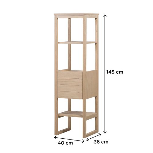Meuble De Salle De Bain Chêne 120 Cm + Colonne De Rangement Chêne 145 Cm Atoll + 2 Miroirs