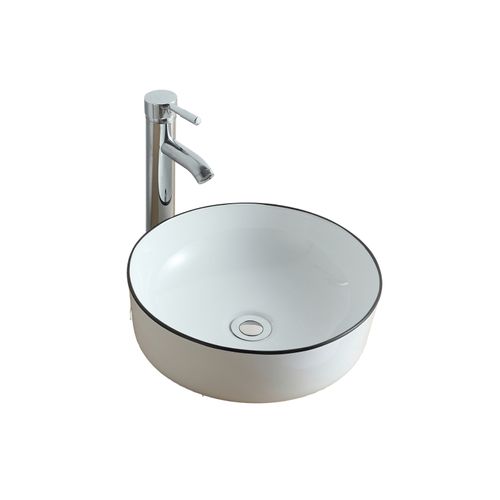 Vasque à Poser Ronde Diego En Céramique Avec Liseré 37cm