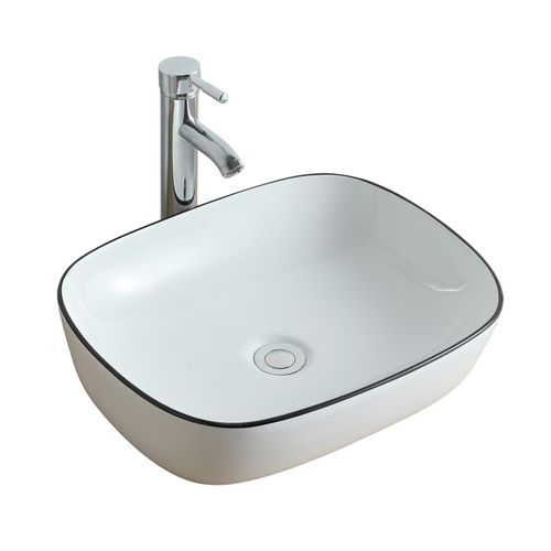 Vasque à Poser Diego Rectangulaire En Céramique Avec Liseré 48x37cm