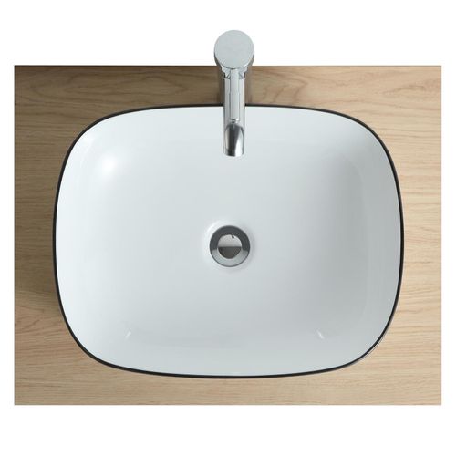 Vasque à Poser Diego Rectangulaire En Céramique Avec Liseré 48x37cm