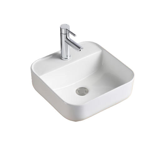 Vasque à Poser Carrée En Céramique Blanche 39cm