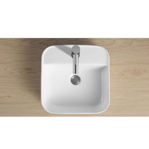 Vasque à Poser Carrée En Céramique Blanche 39cm