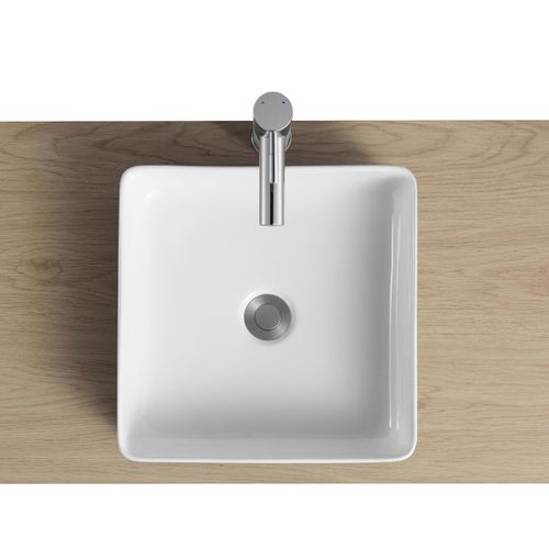 Vasque à Poser Carrée En Céramique Bicolore Noir Et Blanc 36cm