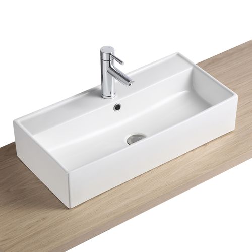 Vasque à Poser Ou Suspendre Rectangle En Céramique Blanche 65x31cm