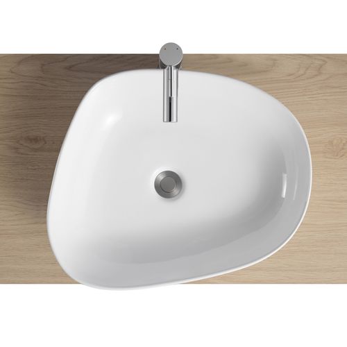 Vasque à Poser Galet En Céramique Blanche 56x45cm