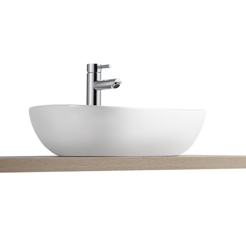 Vasque à Poser Galet En Céramique Blanche 56x45cm