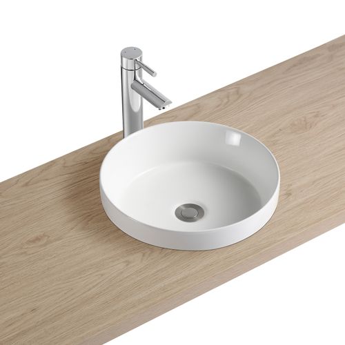 Vasque à Encastrer Ronde En Céramique Blanche 36cm