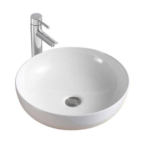 Vasque à Poser Ronde En Céramique Blanche 42cm