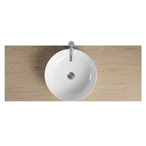 Vasque à Poser Ronde En Céramique Blanche 42cm