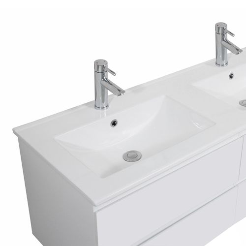 Meuble Double Vasque Sorrento Suspendu Avec Plan Vasque En Céramique 120cm